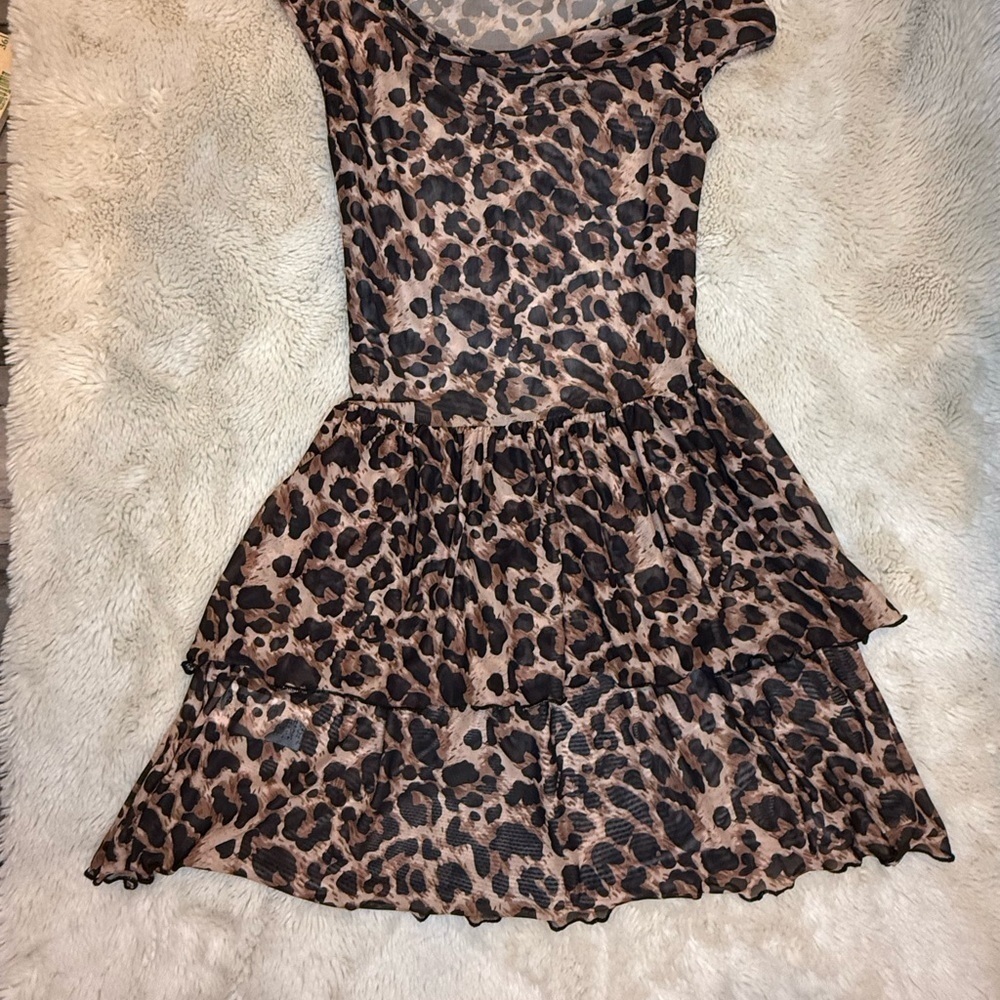 NWOT, SHEIN Brown Leopard Print  Dress transparent